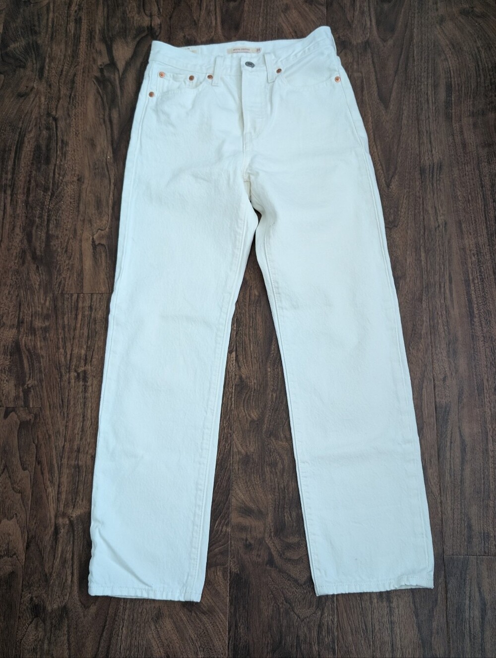 Levi's Premium 24 White Wedgie Straight Button Fly Classic Cotton Denim Womens
